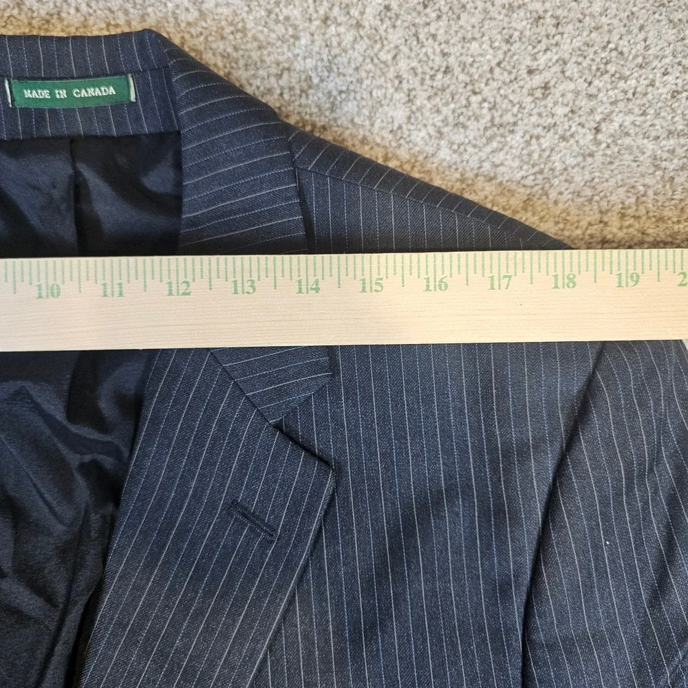 Lauren Ralph Lauren Mens 44L Pinstripe Wool Blazer Navy Blue Made in Canada 44L